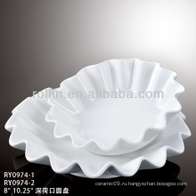 Уникальная белая глубокая фарфоровая тарелка